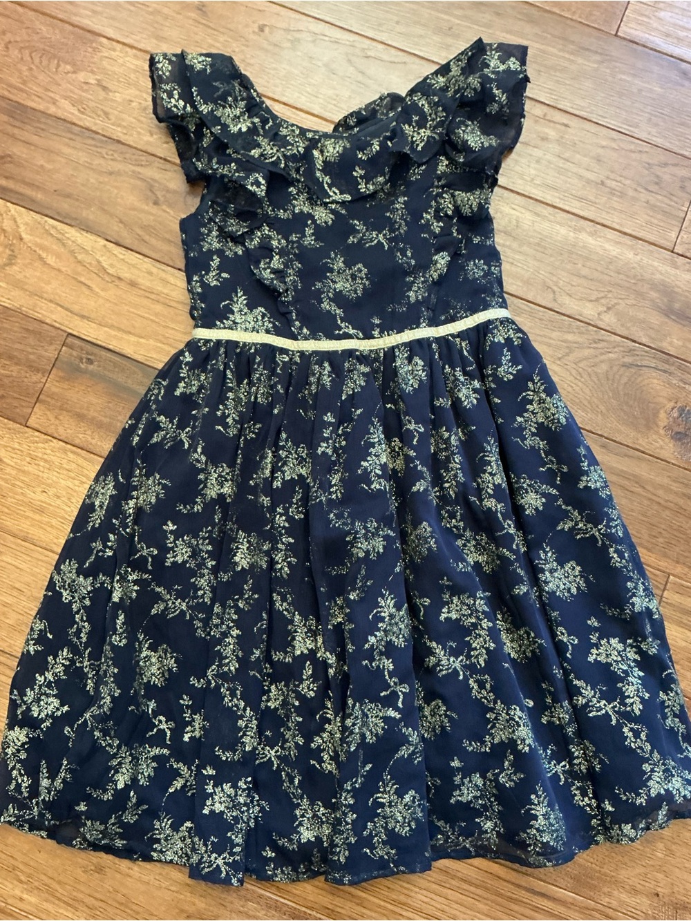 Janie And Jack Navy and Gold Floral Dress, size 8